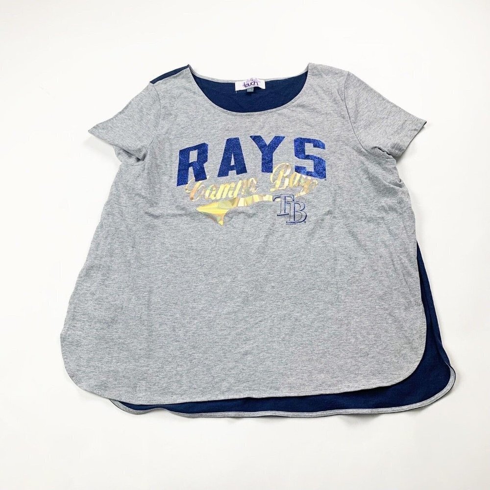 Women's Tampa Bay Rays MLB Baseball Navy Gray T-shirt Shirt Size Large